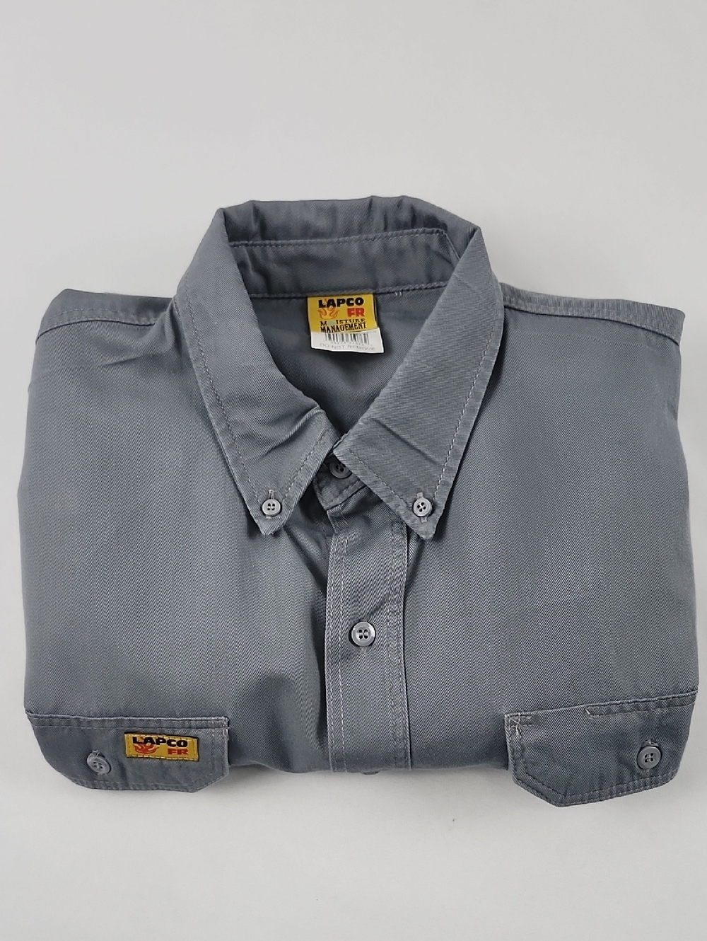 Lapco FR Moisture Management Gray Flame Resistant NFPA 2112 HRC 2 Workwear Shirt